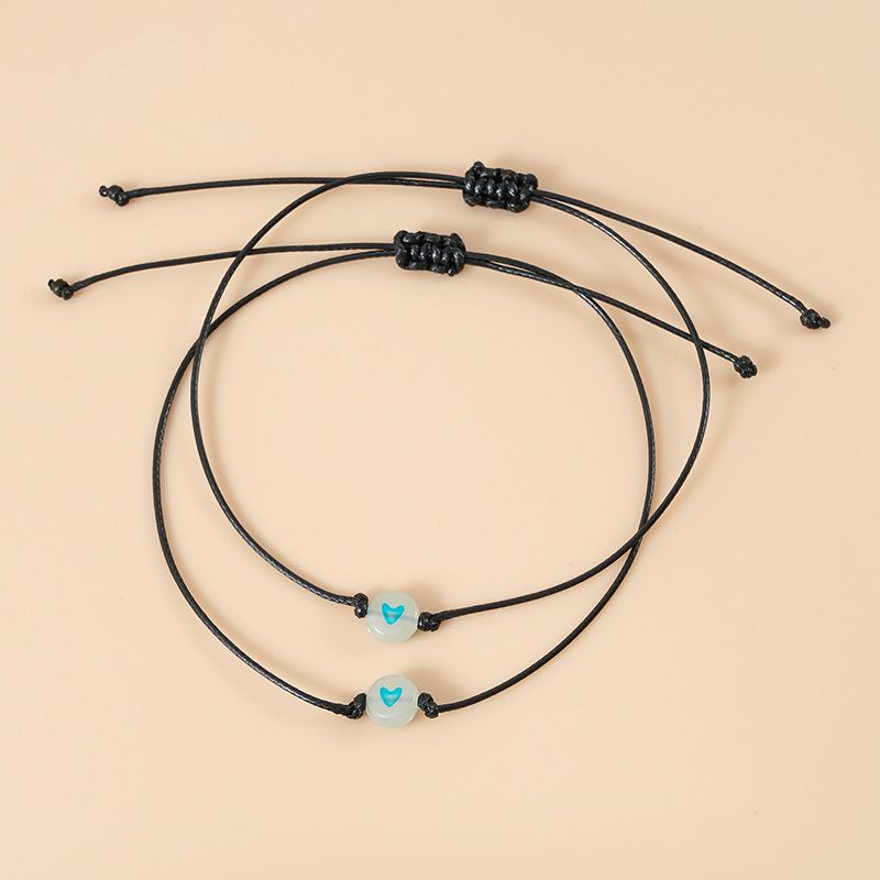 Nuovo semplice luminoso amore fortunato perlina amicizia coppia tirare gancio carta braccialetto regolabile mano corda_voghion.com