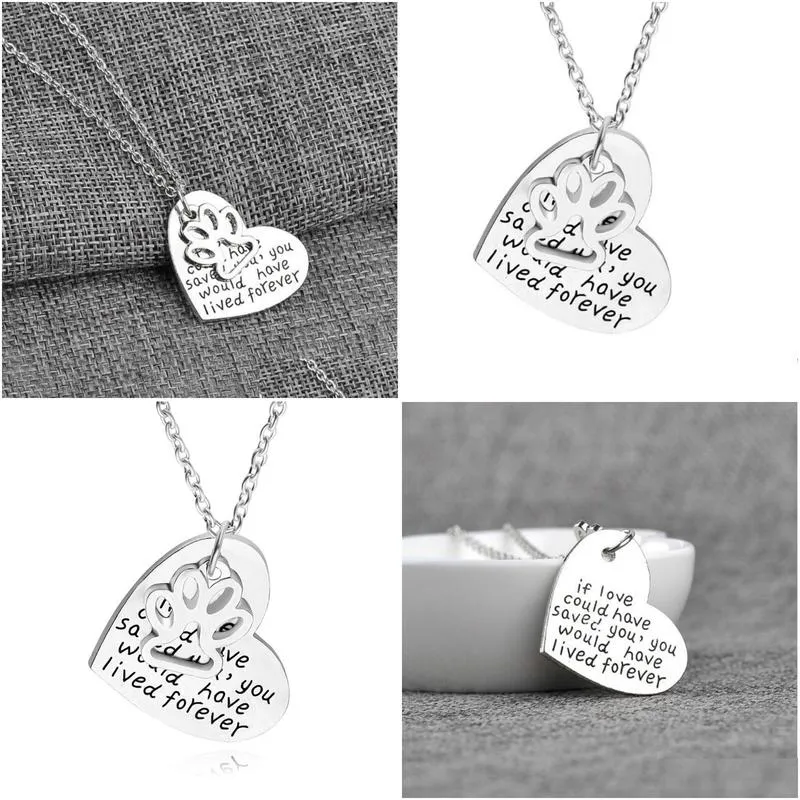 Collana con impronte di zampe di cane, ciondolo a forma di cuore, regalo di simpatia per animali domestici, consegna a domicilio, gioielli, collane, penda Dh5Tg_voghion.com