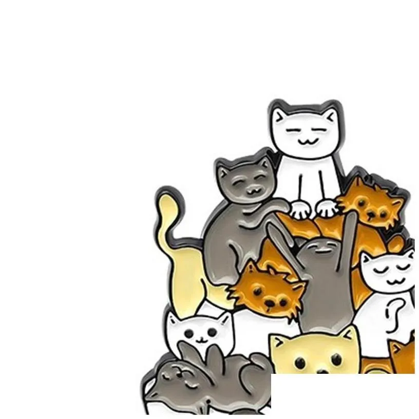 Nålar, Broscher, Tecknade Djur, Hund Katt, Nudelskål, Barn, Emaljlegering, Badge för Cowboy Ryggsäckstillbehör 636_voghion.com