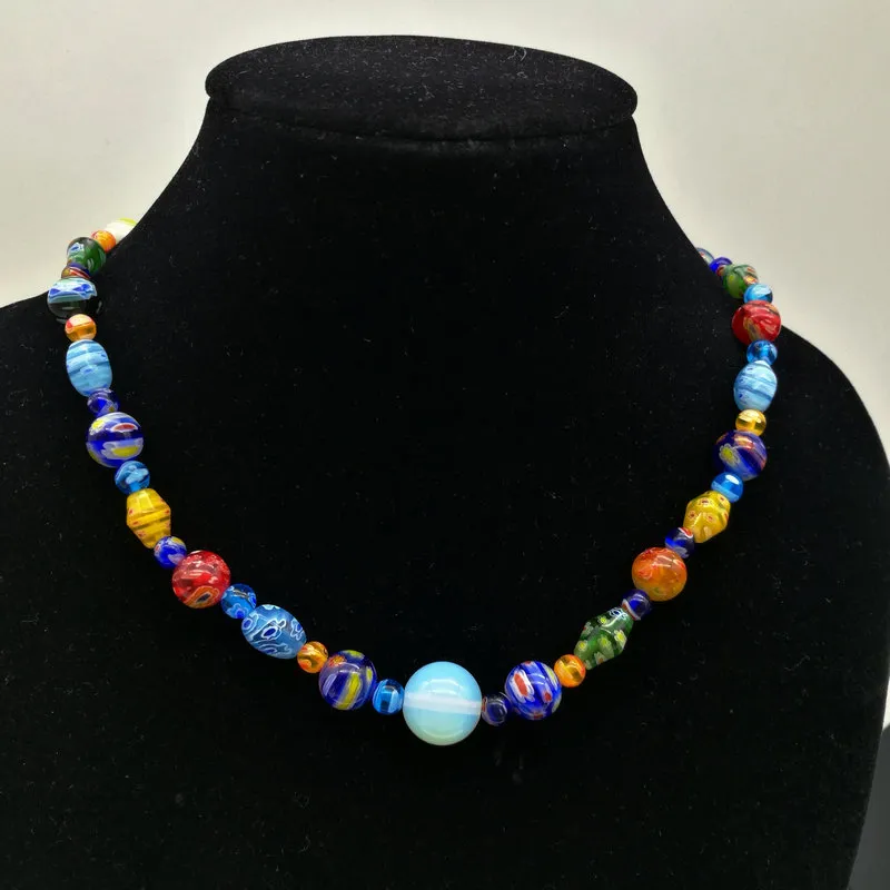 Ketten Mode Rad Millefiori Murano Glas Halskette 6-14mm_voghion.com