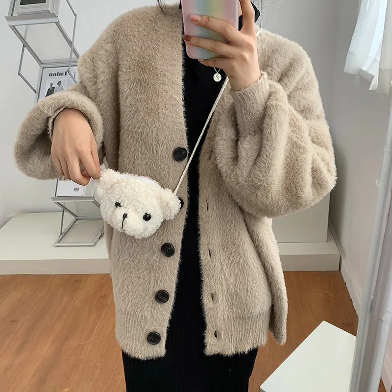Ryggsäckar Söt björn plysch axelväska för barn Barn Tecknade budväskor kawaii plånböcker små flickor fyllda_voghion.com