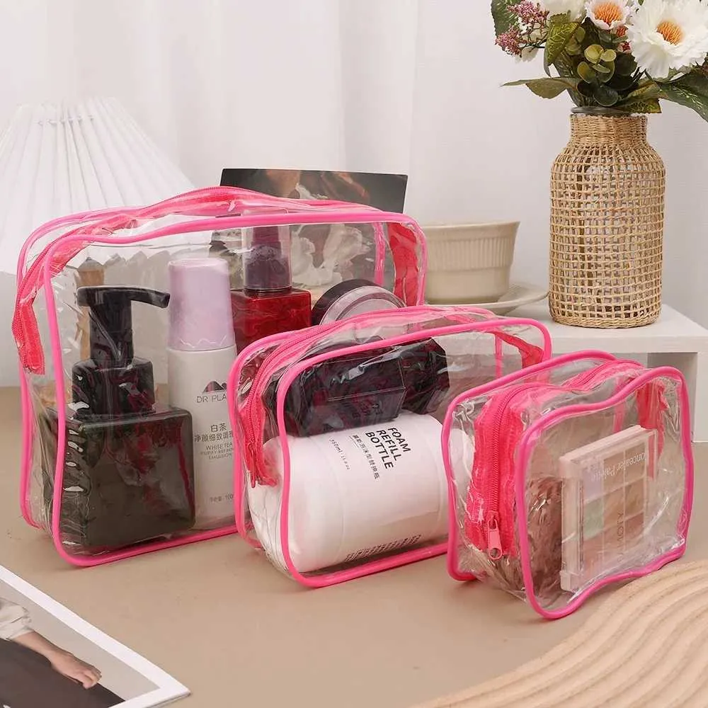 Simple PVC transparent waterproof storage box travel makeup organizer bathroom wash bag Y241023_voghion.com