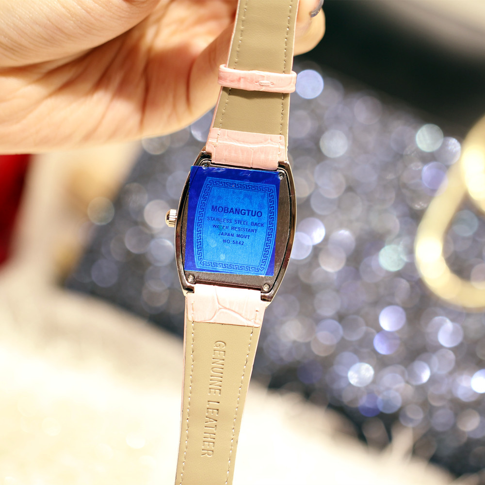 Reloj universal de moda para mujer con correa auténtica, resistente al agua, con forma de cubo de vino lleno de diamantes, moderno para hombre._voghion.com