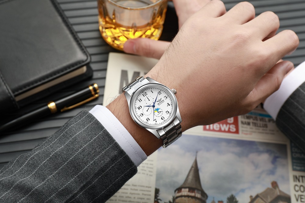 Dreiäugiges Paarpaar, personalisiertes Temperament, blaue Nadel mit einfacher Business-Herrenuhr, OL-Damenuhr_voghion.com