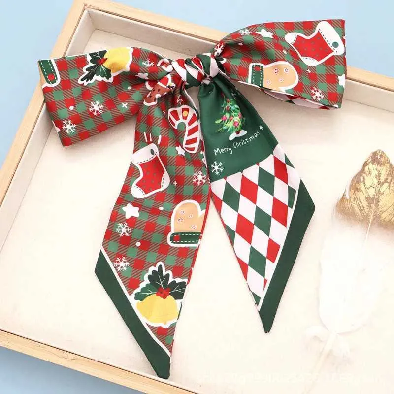 Coffret cadeau avec ruban et nœud pour foulard en soie de la série Noël Y241121_voghion.com