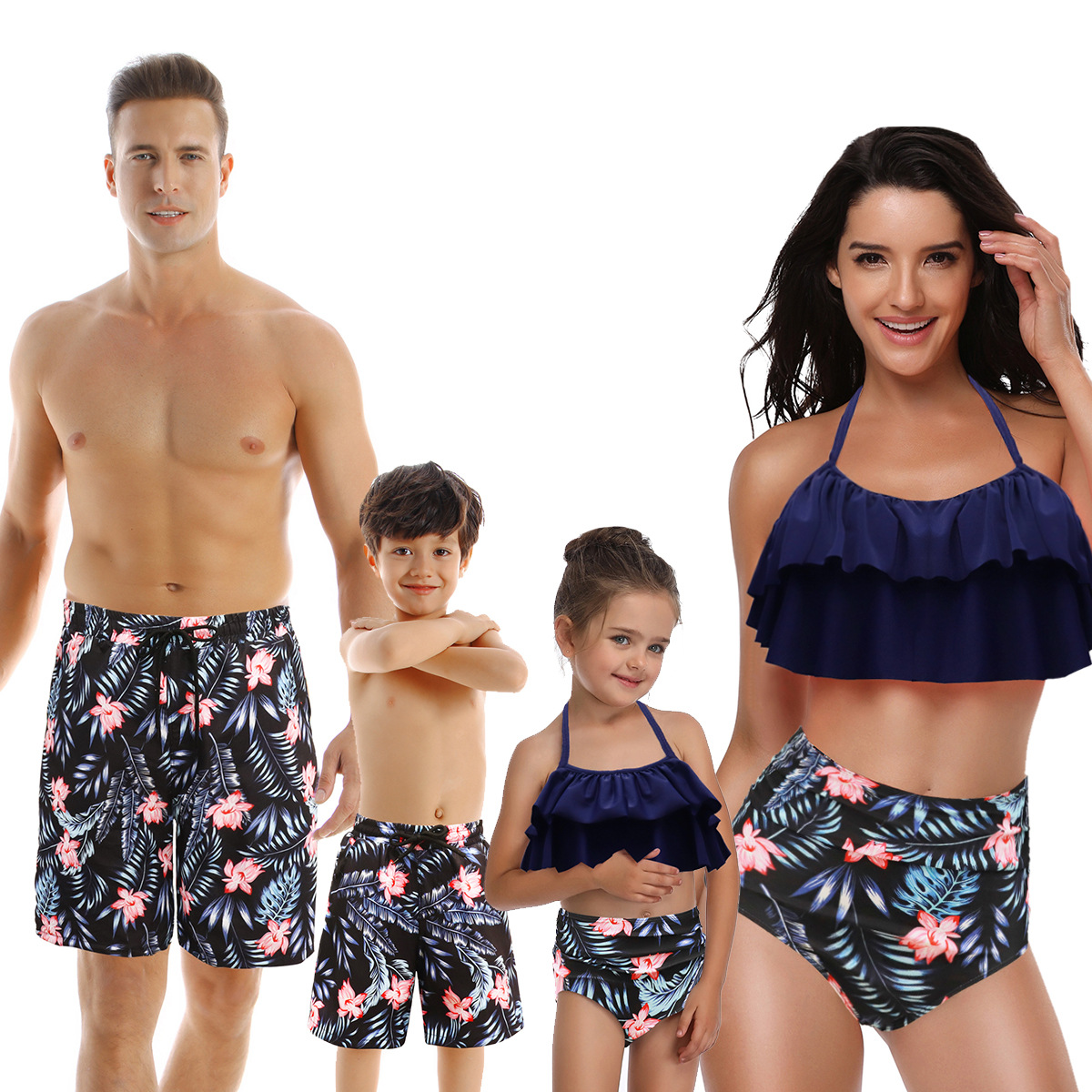 Mother&Kids Family swimsuit Quick-drying beach pants medium child swimsuit_voghion.com