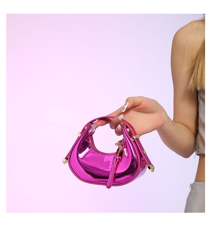 Bonbonfarbene Halbmondtasche mit ausländischer Textur, Damendesign-Tasche 2024, neue personalisierte_voghion.com
