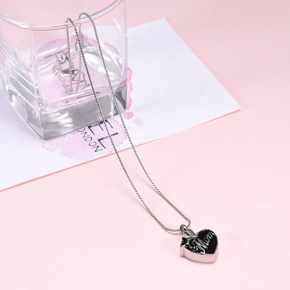 Always In My Heart Memorial Urns Cremation Jewelry Pendant Necklaces For Ashes Mom Women Girls Chains_voghion.com