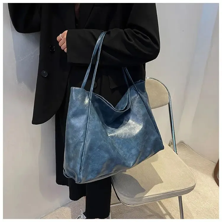 Geantă de umăr din piele pentru femei, model vintage roșu, sport, casual, la modă, capacitate mare, Shopper, Haruku, simplă, geantă de mână_voghion.com