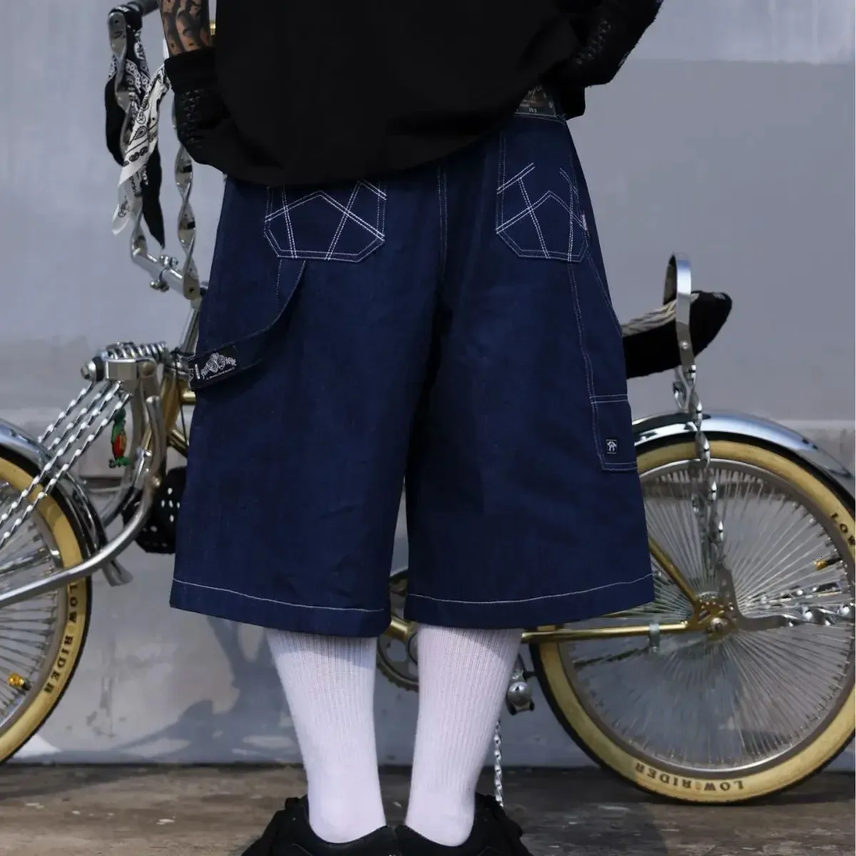 Büyük Boy Jorts Yazlık Kot Erkek Geniş Paça Bol Y2K Kot Şort 250118_voghion.com