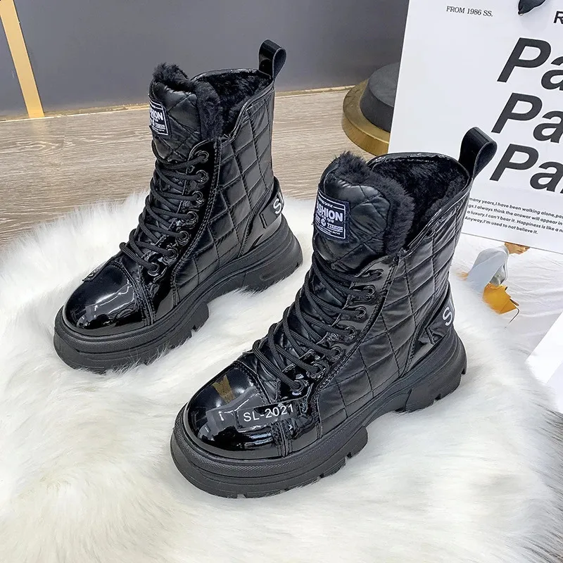 Snow Platform Warm Ankle Boots For Women Waterproof Fur Lined_voghion.com