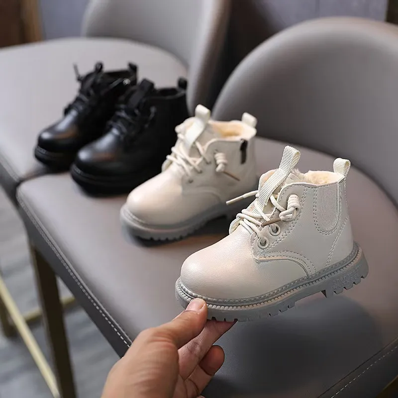 Stylish Children's Fleece Martin Snow Boots Cozy Durable Side-Zip Design for Boys and Girls Aged 1-5 Years_voghion.com
