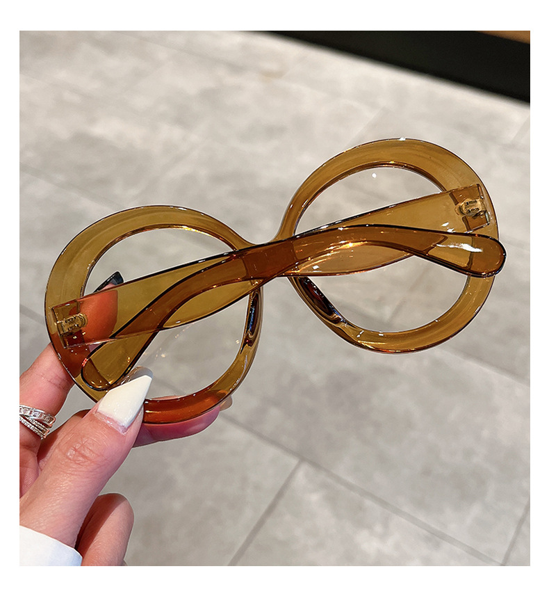 Occhiali da sole alla moda, rotondi, grandi, con montatura in metallo, stile street, celebrità, personalità, alla moda_voghion.com