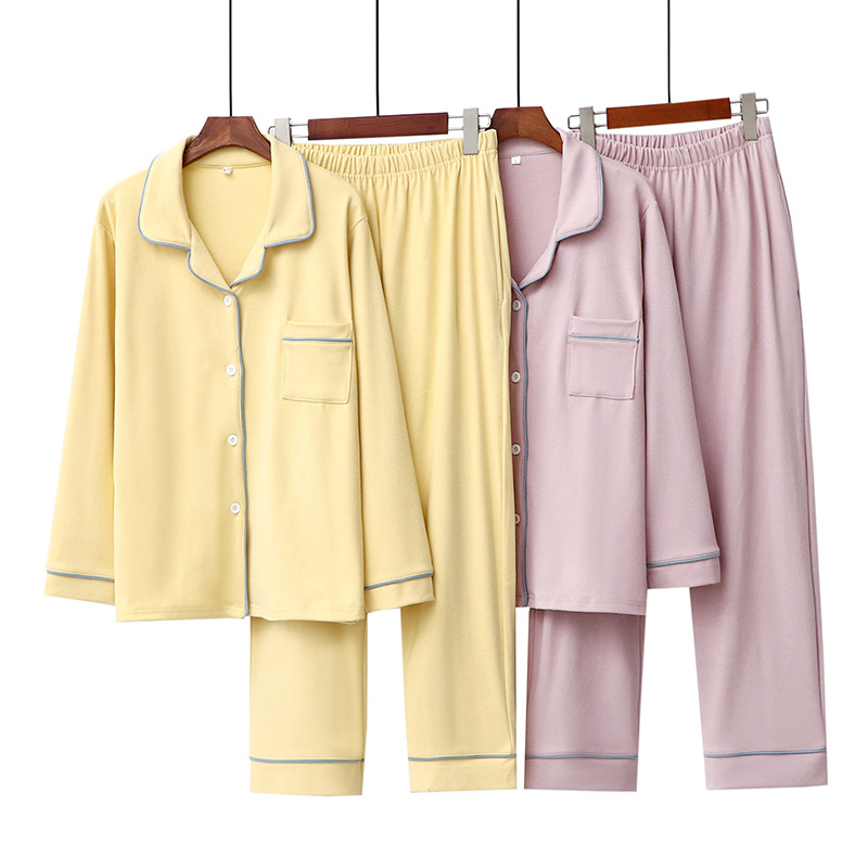 Γυναικεία ρούχα βελούδινο φθινόπωρο και χειμώνα ζεστό ζευγάρι ανδρικές και γυναικείες πιτζάμες πέτο άνετο απλό χρώμα αντίθεσης οικιακά ρούχα μακρυμάνικο κοστούμι_voghion.com