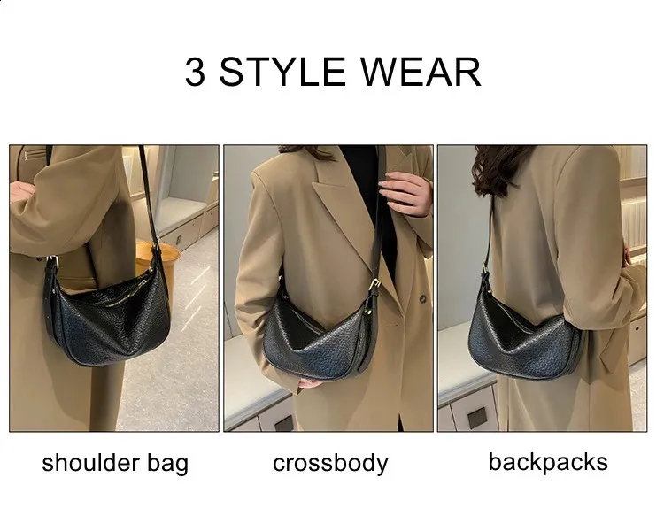 Geantă de umăr pentru femei, geantă de mână din piele naturală cu 3 straturi cu fermoar, geantă de mână din piele de vacă, geantă crossbody pentru femei, geantă de mână Hobos Messenger Tote_voghion.com