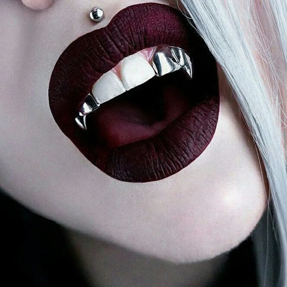Grillz din aur real, bretele, simplu, punk, hip hop, dublu, dinți dentari, gura Fang, grilă de dinți, capac pentru cosplay, Halloween, costum_voghion.com