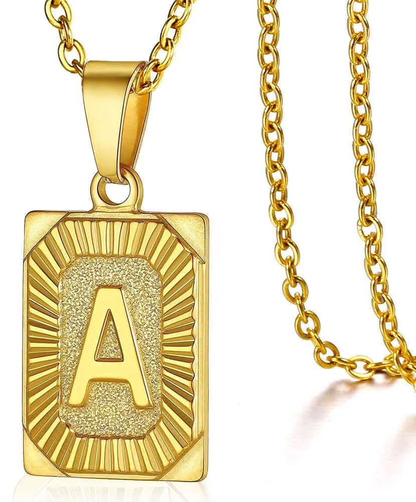 Collane Iniziali per Uomo Donna Cuban Choker Non Sbiadisce Acciaio Inossidabile 26 Lettere Color Oro Collana Pendente Gioielli_voghion.com