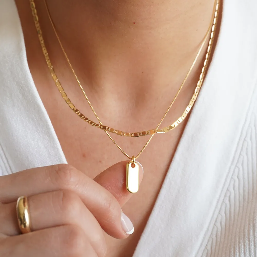 Colliers pendentifs 2023 Collier ovale multicouche en acier inoxydable tendance pour femmes Chaîne géométrique couleur or_voghion.com