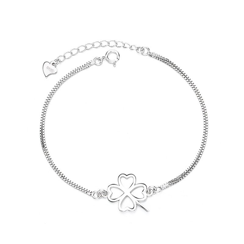 S quadrifoglio per ragazze, argento sterling, design di nicchia, gioielli per le mani, personalità alla moda, braccialetto versatile_voghion.com