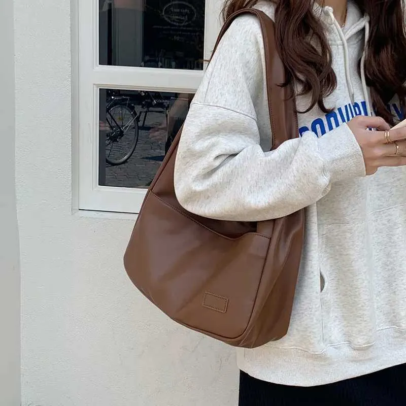 Nuova borsa a tracolla vintage Hobo Trendy da donna in PU, grande capacità, retrò, tote, morbida, da usare sotto le ascelle, per appuntamenti quotidiani_voghion.com