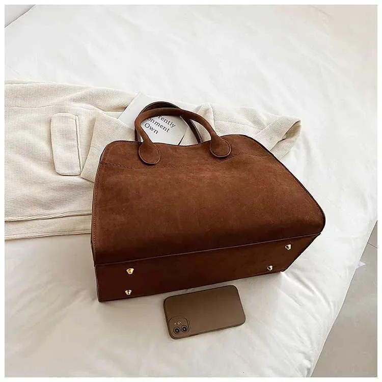 Designer Retro Suede Shoulder Bag Large Capacity Handbag Fashion_voghion.com
