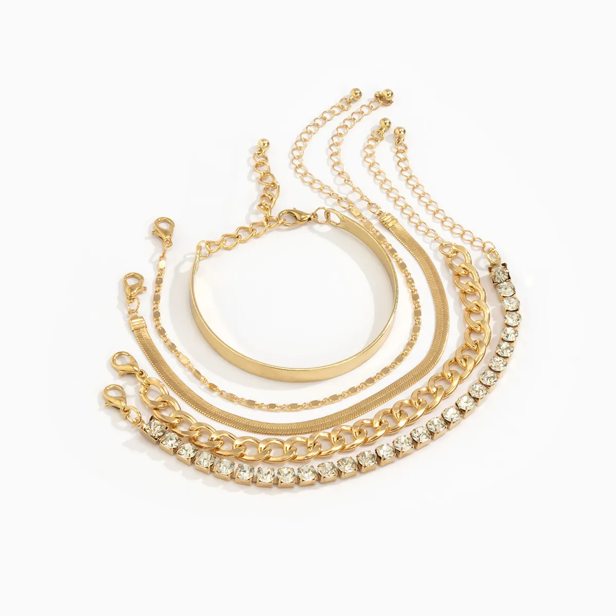 Multilayer Rhinestone Bracelet Set For Women Adjustable Crystal Charm_voghion.com