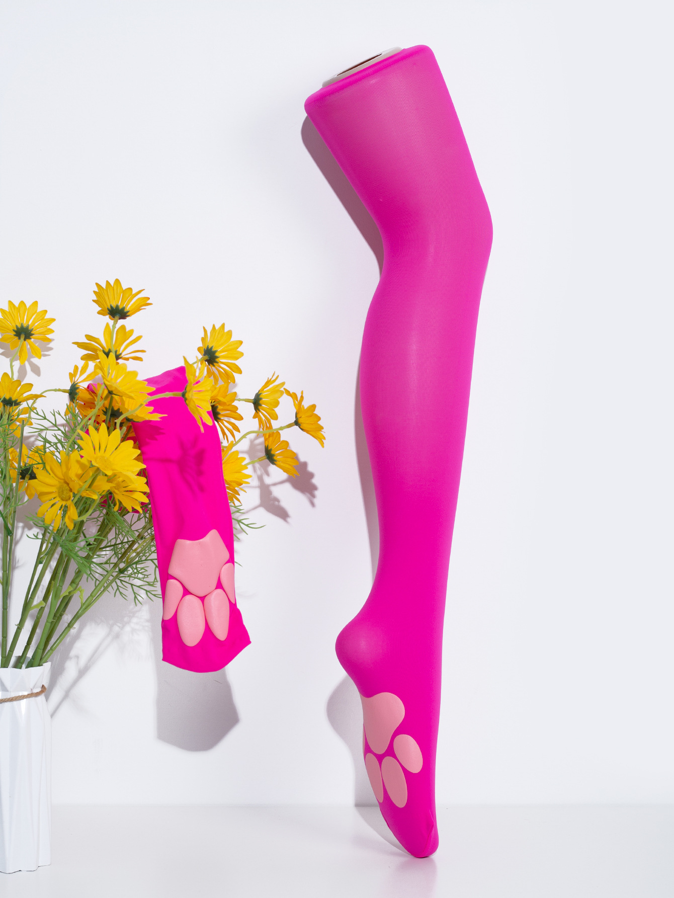 Women's Spring Summer Casual Cat Paw Print Rope Jump Exercise Pressure Sports Fitness Long Tube Socks_voghion.com