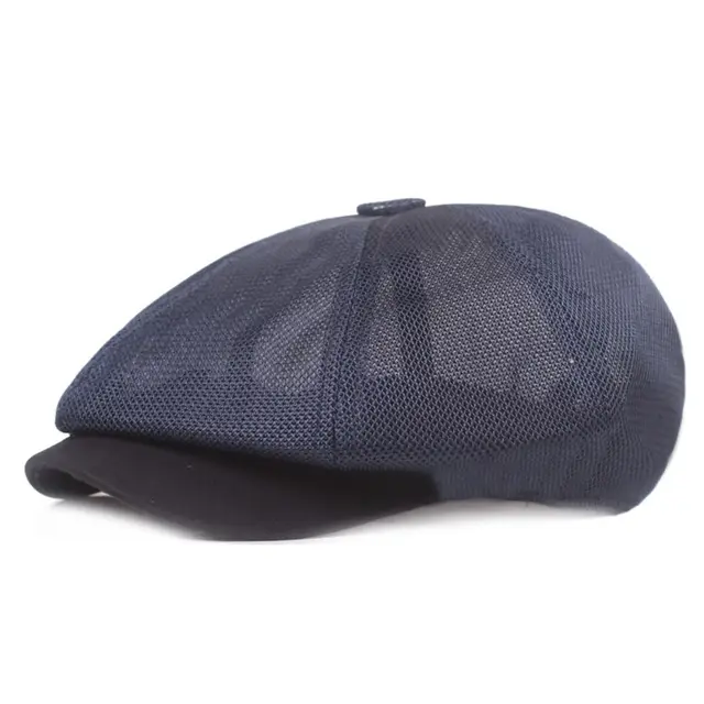 Mode Sommer Mesh Newsboy Atmungsaktiv Casual Outdoor Retro Baskenmütze Hüte Achteckigen hut Fashion Solid Flat Caps_voghion.com