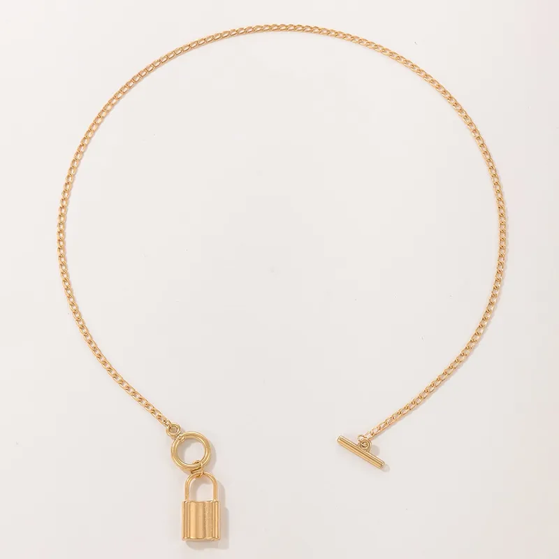 Colliers pendentifs Collier de verrouillage classique Élégant alliage de couleur or Métal Réglable Bijoux de fête Accessoires Collier_voghion.com