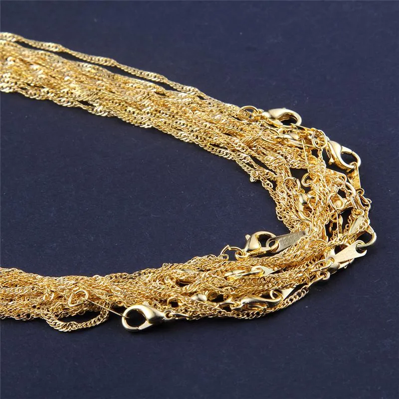 60 pezzi alla moda in lega con catena a onda d'acqua, collane da donna per la creazione di gioielli, accessori fai da te, argento, oro rosa_voghion.com