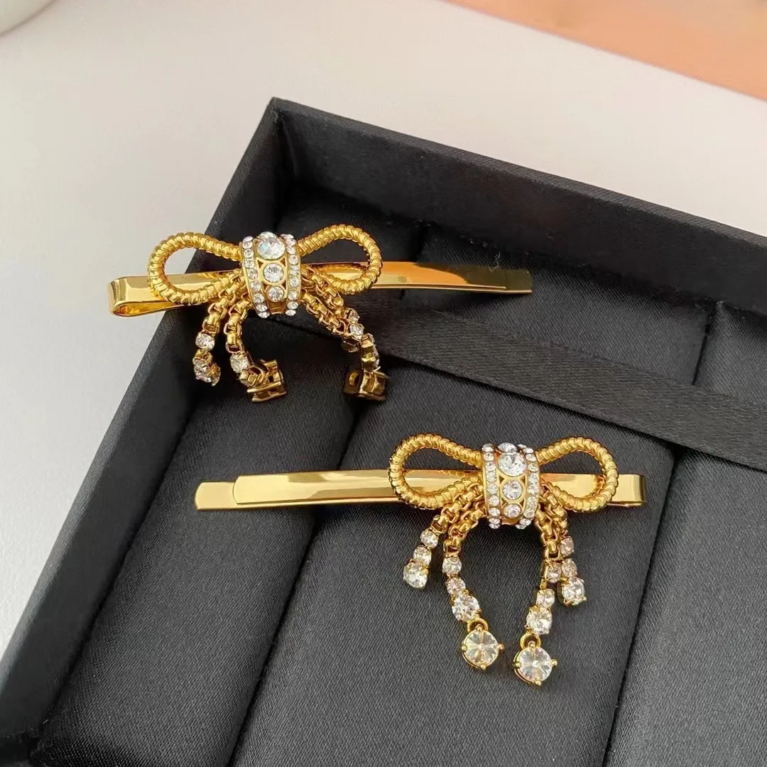 brand Classic designer hairclip bling Crystal shine diamond bow clip fashion women hair Clips Barrettes bowknot_voghion.com