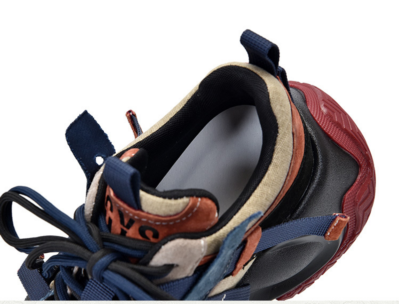 Chaussures de sport décontractées à semelle épaisse pour papa, en cuir véritable, polyvalentes, à lacets, basses, Design Sense, nouvelle collection printemps 2024_voghion.com