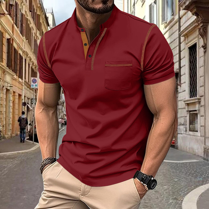 Men's Short Sleeved Polo Shirt Solid Colour Lapel Breathable Top_voghion.com