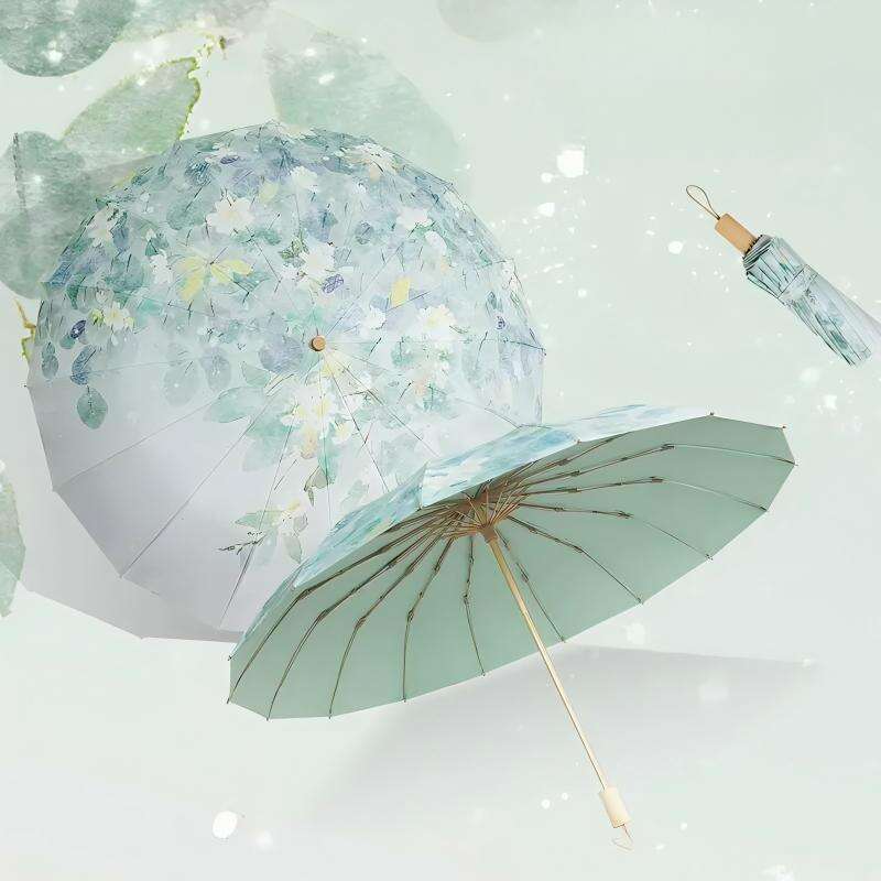 16 Bone Colored Rubber Dual-purpose Sunshade For Both Rain Light, Foldable High-end Feeling, Protection And UV_voghion.com
