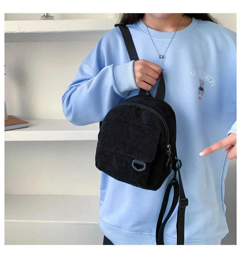 Kleiner Damen Mini Rucksack Aus Kord Für Freizeit Und Reisen_voghion.com