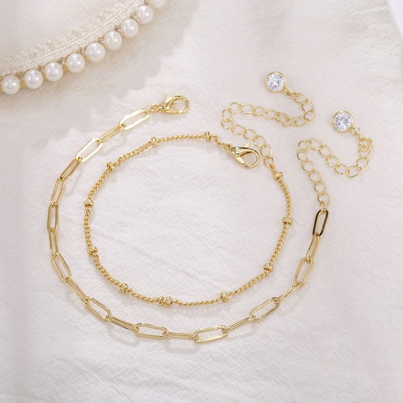 Jednostavan temperament, ženstveni oblik spajalice za papir, bakreni lanac, ručno izrađen dvoslojni bracelet, moderan i personaliziran_voghion.com