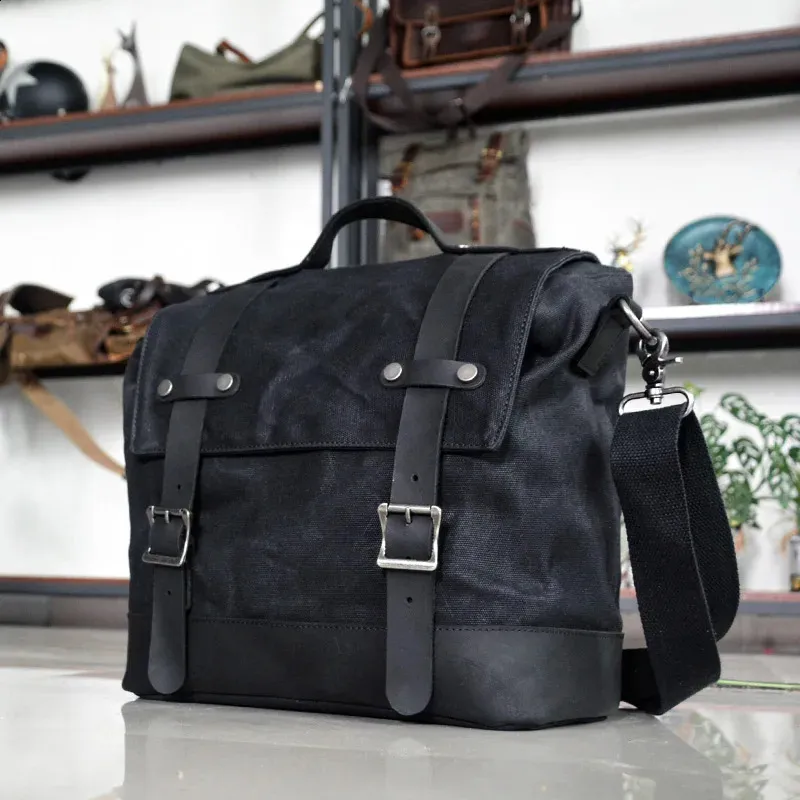 Retro locomotive universal waterproof side motorcycle canvas knight saddle bag 240824_voghion.com