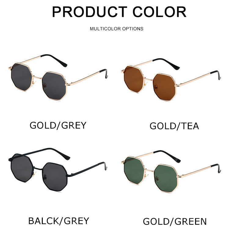 Retro Small Frame Sunglasses - Men & Women's Trendy Metal Octagonal Glasses (Street Style, Round Face Fit - S2086)_voghion.com