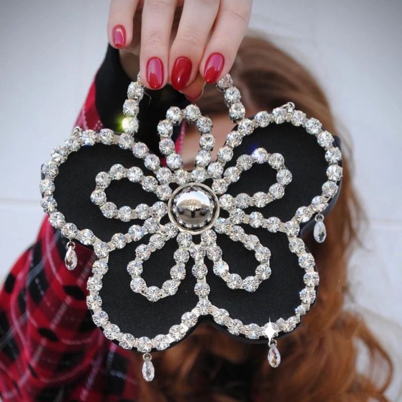 Ins Internet-Berühmtheit gleichen Stil Mode Allgleiches Diamant-Blumenhandtasche Umhängetasche Lippenstifttasche_voghion.com
