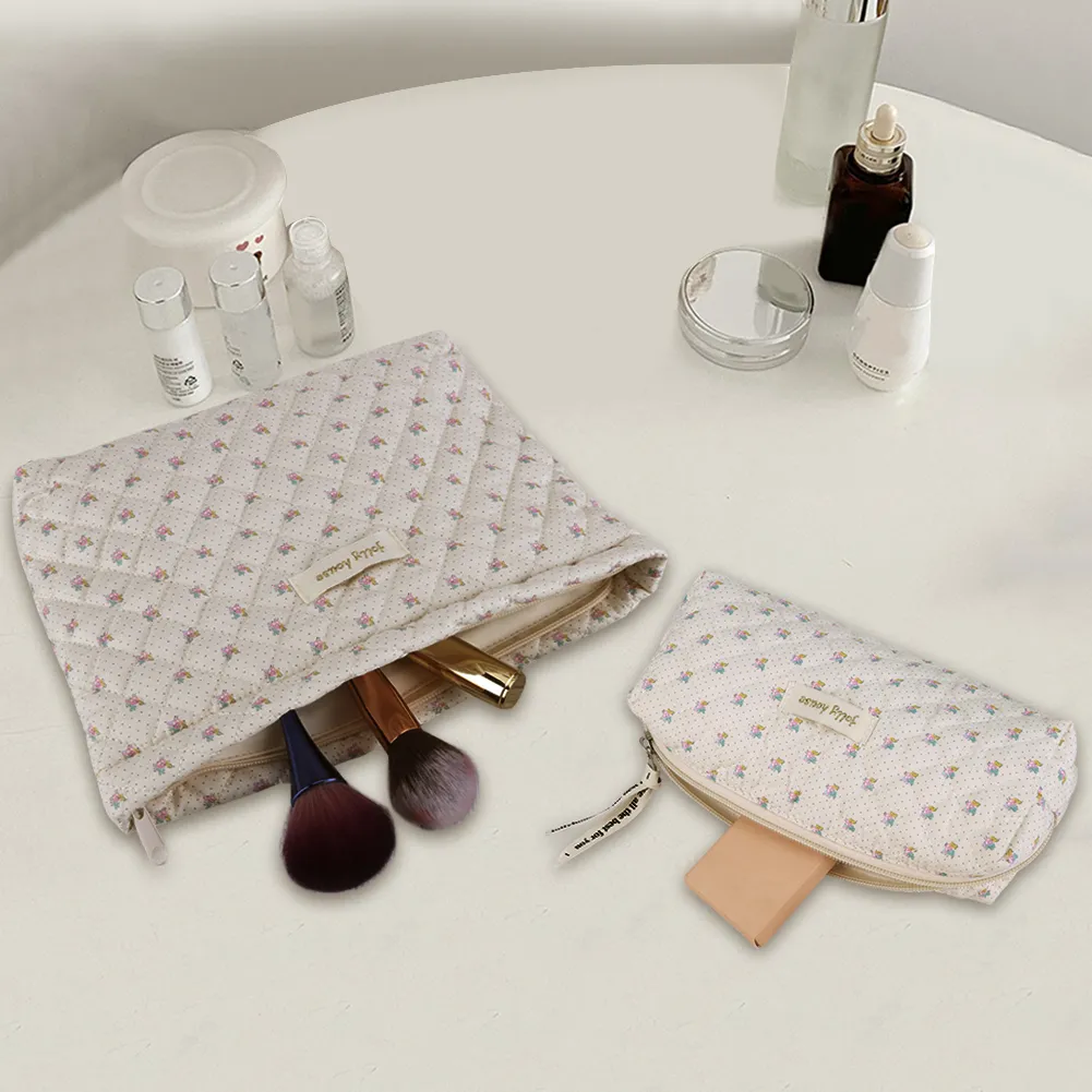 Mini trousse de maquillage imprimée pour femme, étui de rangement matelassé pour cosmétiques, sac portable pour pièces de monnaie, articles divers, porte-cartes de crédit_voghion.com