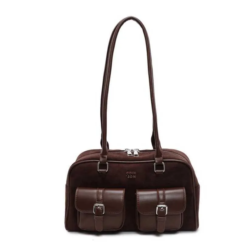 Kvinder Retro Tote Håndtaske PU Læder Casual Multi Lommer Mode Armhulstaske Dame Pendlertaske Ba241210_voghion.com