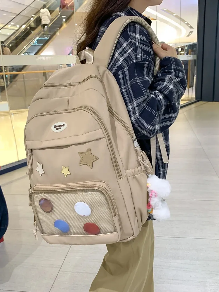 Süße Y2k ästhetische Mode Kawaii Rucksack koreanische Frauen Jk transparente Rucksäcke Vintage Studenten Stern Schulranzen_voghion.com