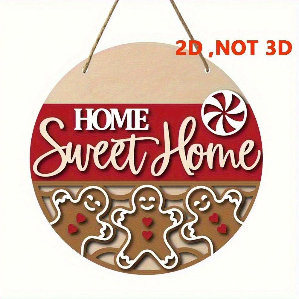 Runde Hängedekoration aus Holz – 20 x 20 cm, für drinnen und draußen, ideal für Weihnachten und festliche Anlässe._voghion.com
