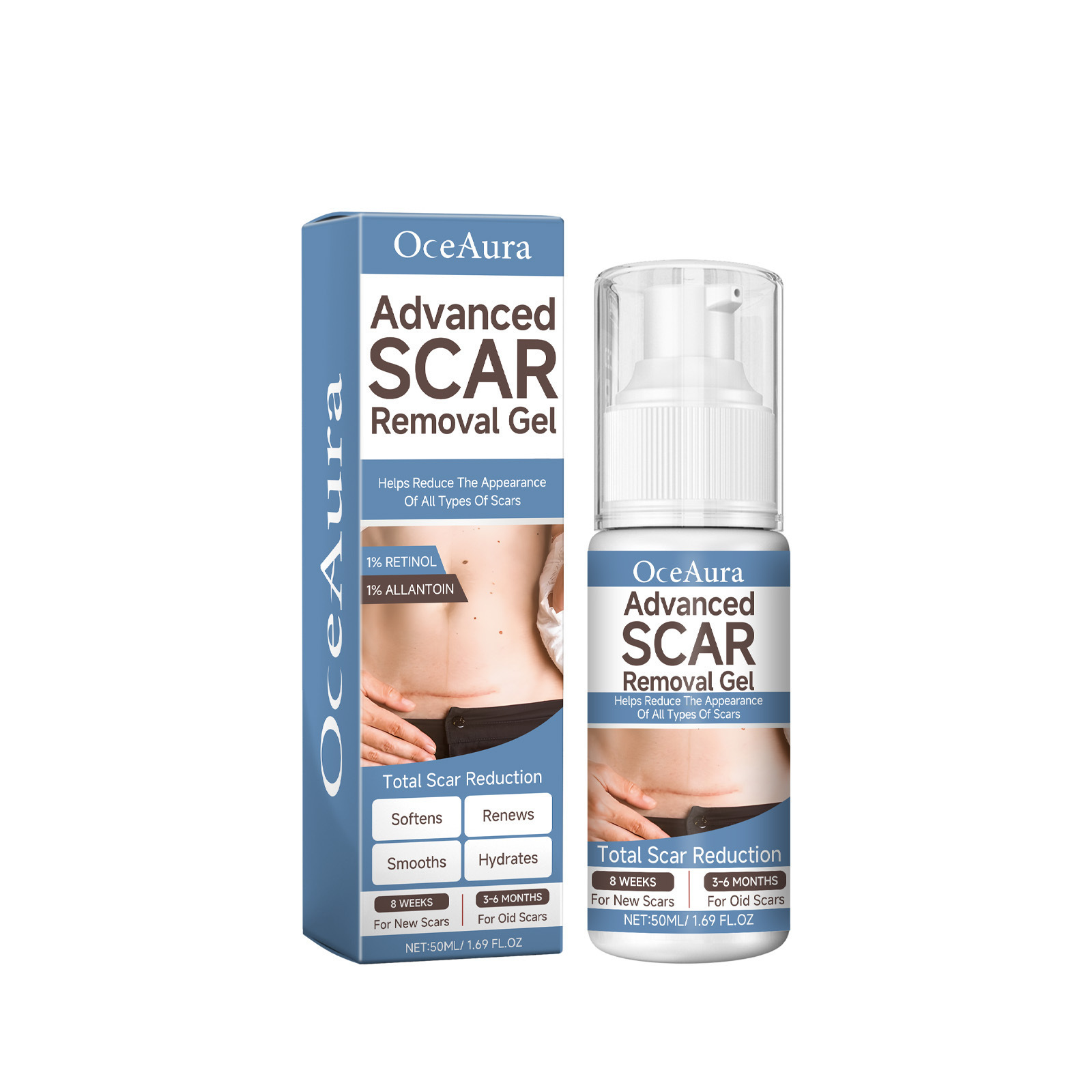 Gel de desalinizare OCEAURA, hidratat și netezit, pentru repararea cicatricilor chirurgicale ale pielii, pentru îngrijirea sarcinii._voghion.com