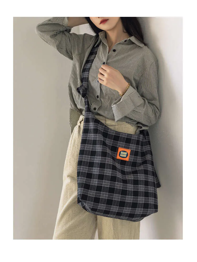 Designer stijl geruite canvas schoudertas voor dames_voghion.com