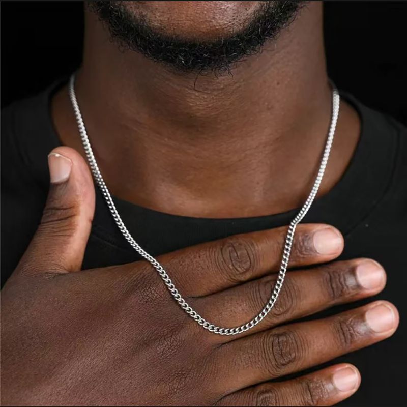 Ανδρικό κολιέ Hip-hop μονόχρωμο από ανοξείδωτο ατσάλι_voghion.com