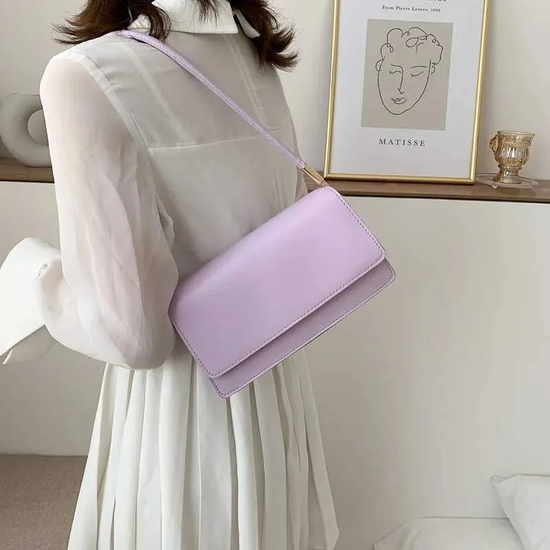 Designer Bag New simple shoulder PU leather armrest solid color womens handbag casual girl small square bag Y241115_voghion.com