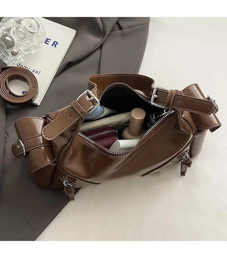 Strukturiertes Damen Schultertasche Aus Pu Leder Umhängetasche_voghion.com