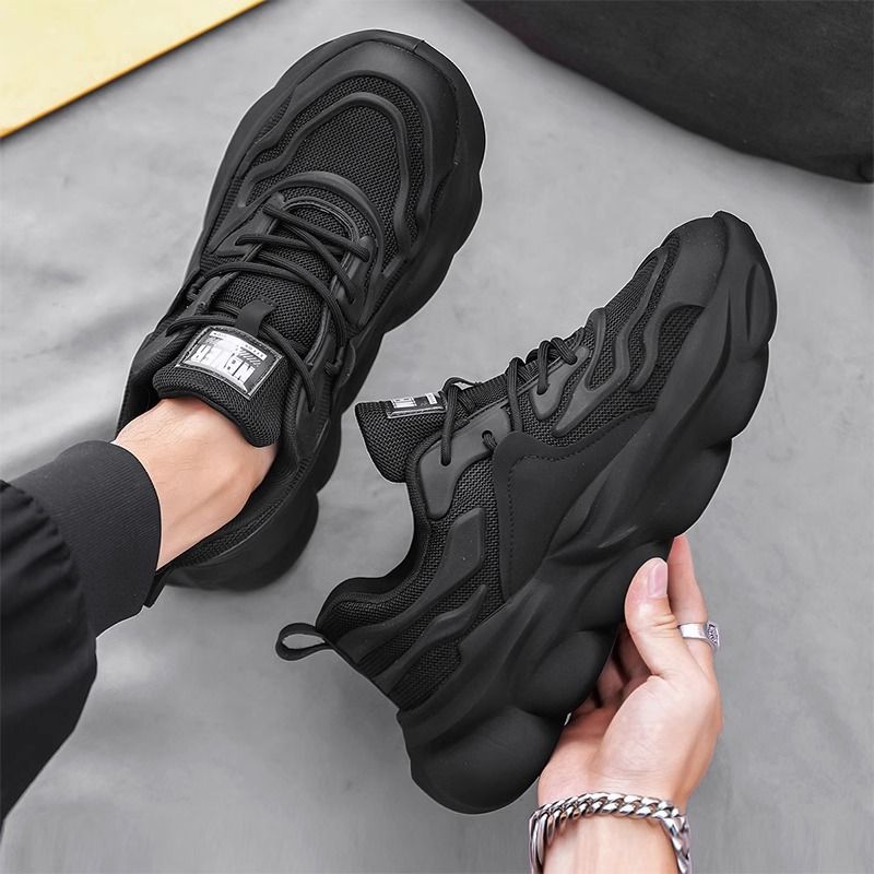 Pantofi sport negri casual noi pentru bărbați, alergare, înălțime mare, Daddy_voghion.com
