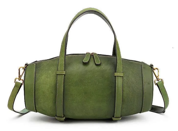 Leather Women Handbag Solid Color Retro Cowhide One Shoulder Messenger Bag_voghion.com